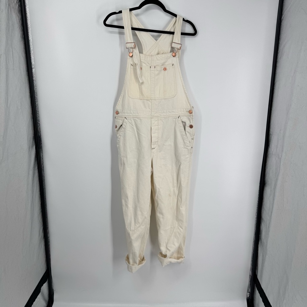 Free People Cream Denim Overalls - Picture 3 of 12